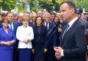 Prezydent RP Andrzej Duda podczas uroczystości upamiętniających tzw. "pogrom kielecki". #14 